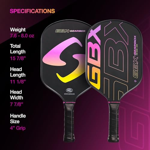 Image of Gearbox GBX Quad Mod 14mm Pickleball Paddle - Textured Glass Fiber Face, Enhanced Spin & Control, PU Molded Handle, 14mm Poly Core - Lightweight, Durable, High-Performance Paddle