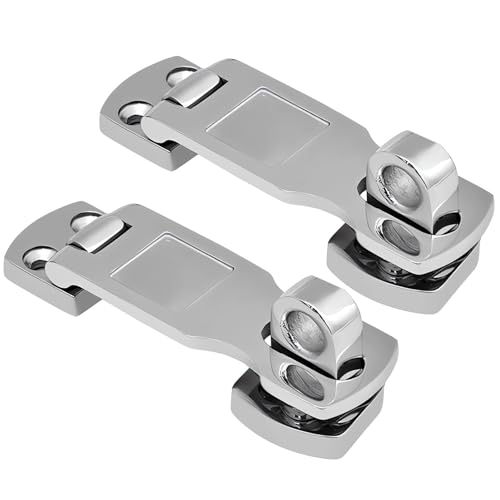 Image of Marine Grade 316 Stainless Steel Heavy Duty Door Hasps Latch with Turning Padlock Eye Mount, 3 Inch Heavy Duty Swivel Safety Hasp, Boat Door Hasp,2Pcs