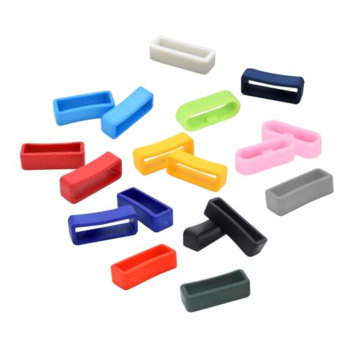 JEKUGOT 18 Pcs Watch Strap Loop, 20mm Magic Band Safety Clips, Colorful Silicone Ring Smartwatch Accessories for Smart Watch Strap Replacement JEKUGOT 18 Pcs Watch Strap Loop, 20mm Magic Band Safety Clips, Colorful Silicone Ring Smartwatch Accessories for Smart Watch Strap Replacement