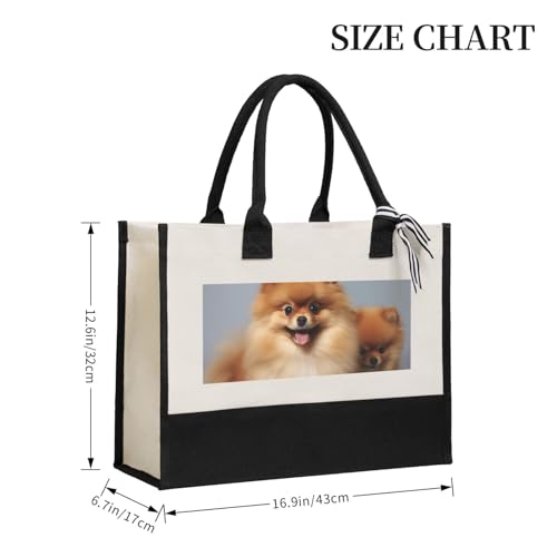 Canvas Tote Bag for Women Beach Tote Purse Reusable Grocery Bag Cute pomeranian Aesthetic Shopping Bags2