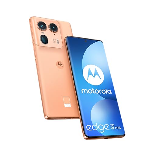 Motorola Edge 50 Ultra, almacenamiento 1TB RAM 16GB, Smartphone desbloqueado, pantalla de 6,7, triple sensor de 50 MP, incluido: Carcasa, cargador rápido de 125 W, Peach Fuzz [versión francesa]