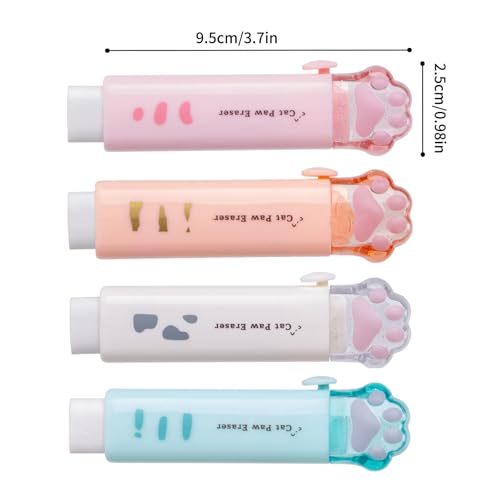 Qaixwuyi 4 Stück Radiergummis Einziehbare Niedlichen Katzenpfoten 4 Farben Radiergummi Kinder Radierer für Schulen Büros Malerei Radiergummi Kindergeburtstag Gastgeschenke