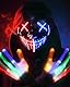 AnanBros Halloween kostüm, Horror Maske Totenkopf Handschuhe Kostüm, leuchten 6 Modi LED Glühhandschuhe, LED Scream Ghostface, Halloween kostüm for Herren Kinder Jungen Teenager