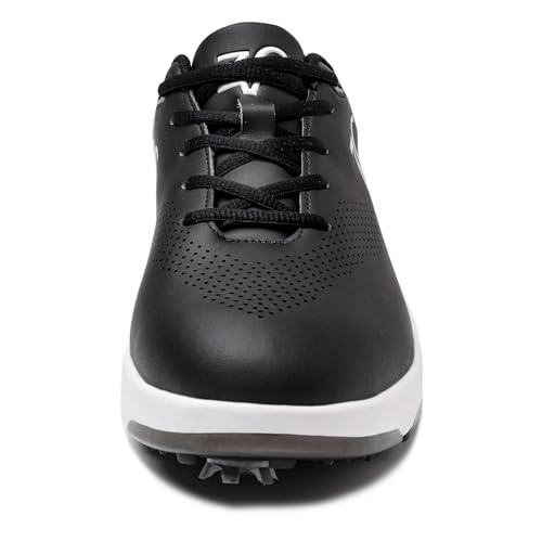 Image of ZVC Golf Shoes Men with Spikes Non-Slip Water-Resistant Lightweight Breathable Professional Spiked Footwear Outdoor