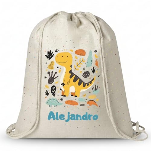 Sac à dos cordons personnalisé dinosaure en tissu pour sachet bébé et crèche