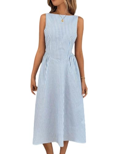 Robe midi elegante a col bateau offrant une coupe trapeze fluide