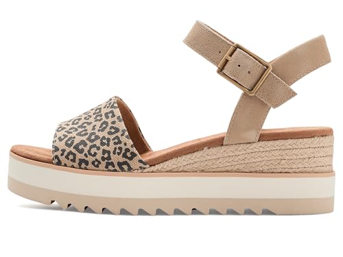 Image of TOMS Women's Diana Wedge Heel Sandal, Leather Upper, Rope-Wrapped Midsole, Adjustable Strap, Buckle, OrthoLite Insole
