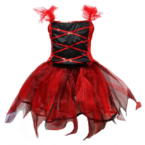 Disfraz completo de diablo niña talla 7-9 años rojo miniatura 2