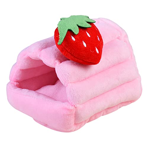 TOYANDONA Cama para Mascotas de Fresa pequeña casa de Cama de Animales Escondite de hámster cálido Nido Cama de Fresa Interior Ropa de Cama para hámster Cama de hámster para Mascotas algodón