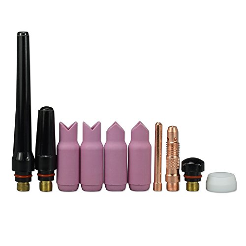 Image of RIVERWELD TIG Torch Ceramic Cups Outside Inside 90º 10N50 1 /4 inch 6.5mm 10pcs | with TIG Collet Body 10N24 10N32 3 /32 inch 2.4mm Back Cap 57Y Series Cup Gasket 18CG SR WP 17 18 26 TIG Welding Torch