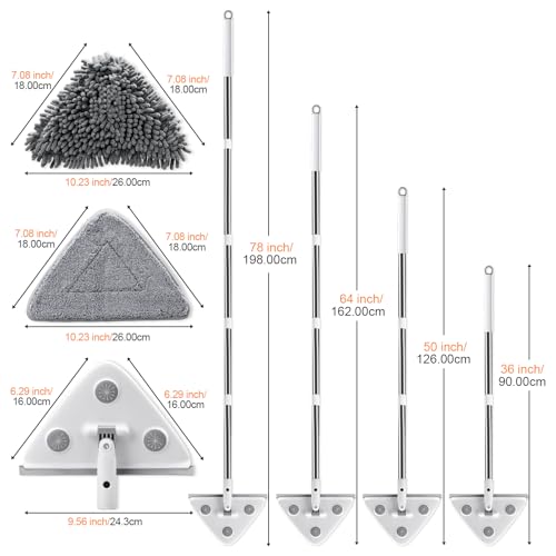 MUEE Window Cleaning kit, 3 in 1 Adjustable Window Washing Squeegee Kit with Extension Pole, Squeegee Window Cleaner Tool with 6 Replacement Pads, Wall Washer Cleaning Tool for Walls/Glass/Window