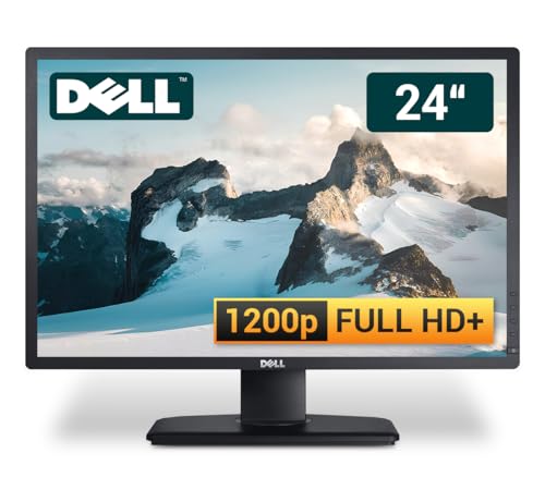 Dell UltraSharp U2412MB 24 Zoll Business Computer Monitor, Desktop Gaming Monitor, Full HD+ (VGA - DisplayPort - DVI - USB-HUB - VESA), PC Bildschirm, schwarz (Generalüberholt)