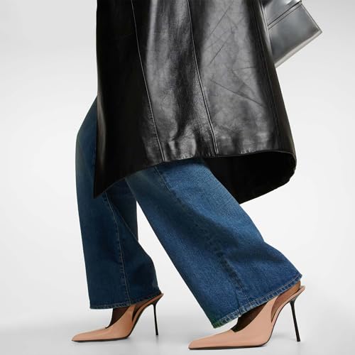 Slingback Stiletto Heels for Women Pointed Toe Slip On Patent Leather Pumps Backless Stretch Strap Dress High Heels4