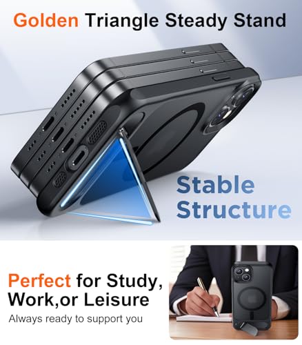 Image of Magnetic Compatible with iPhone 15 Case, [Built-in Invisible Kickstand][Compatible with MagSafe] [Military Grade Shockproof] Slim Translucent Matte Phone Case for iPhone 15 6.1 inch