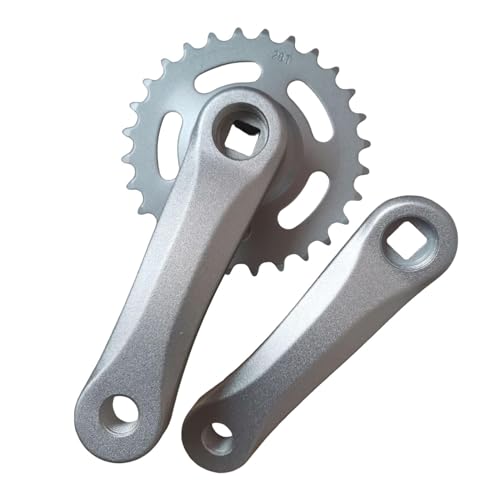 getuse Set Corona Pedali per Bicicletta Bambini, Guarnitura in Lega di Alluminio, Sostituzione Accessori Parti Bici- Argento Brillante 28T