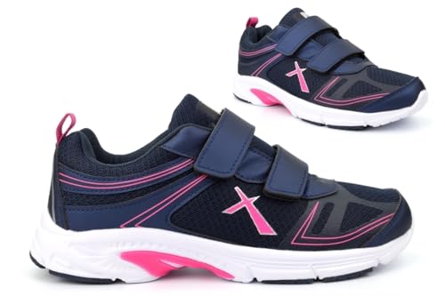 Image of Womens Memory Foam Trainers Casual Trainers Lightweight Trainers Comfort Shoes Womens Trainers Ladies Trainers Touch Fasten Shoes Touch Fastening Trainers Casual Shoes Navy Blue 3 UK