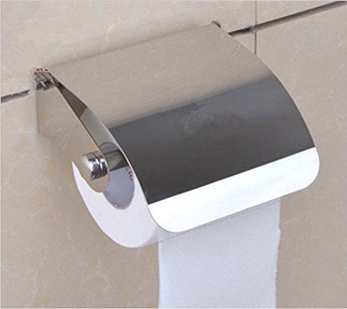 RSP Quality bit® Toilet Tissue Paper Roll Holder/Dispenser with Lid - Stainless Steel Bathroom Silver 1