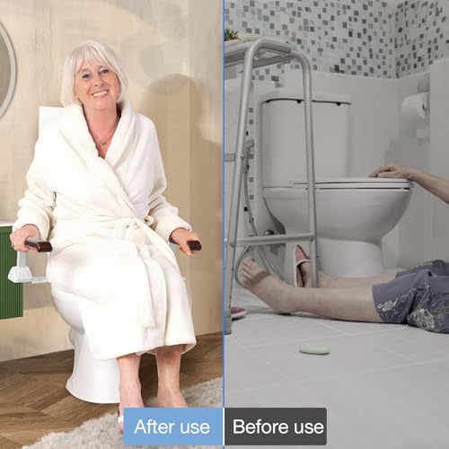 Toilet Safety Rails for Seniors(520lbs), Adjustable Toilet Handle for The Elderly and Disabled, Handicap Toilet Safety Frame Grab Bars, Toilet Support Rails - Image 6