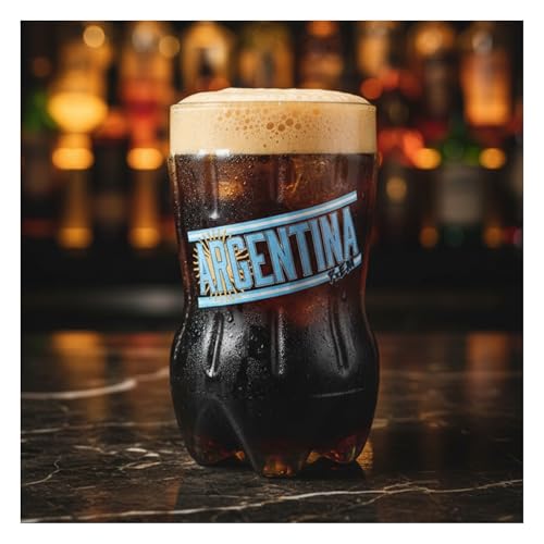 Ferneteros x el mundo Vaso de Vidrio para Fernet con Forma de Botella Cortada en Caja Decorativa - Edición Argentina - Capacidad 700cc - Incluye Posavasos y pegatinas (Edición Argentina)