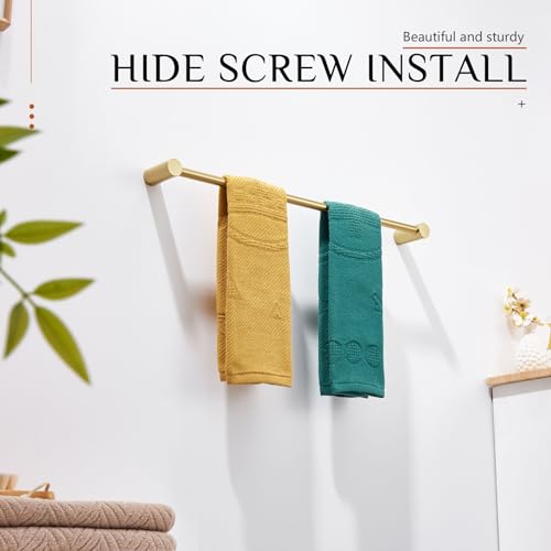 Image of KOKOSIRI Bathroom Towel Rack Wall Mounted 24-Inch Bath Towel Bar Holders for Bathroom Hardware Accessories Brushed Gold Stainless Steel, B4007BG-L24