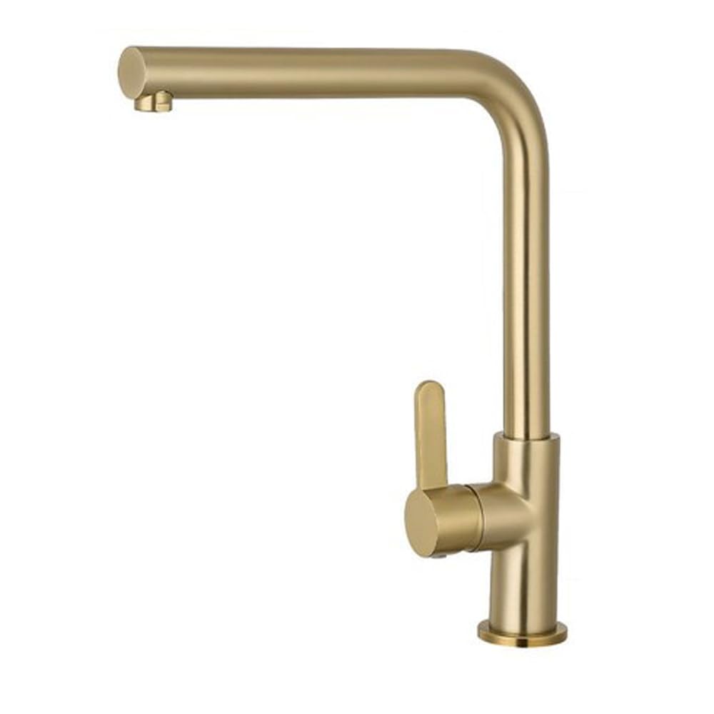 Vetrineinrete® Rubinetto oro satinato per lavello da cucina a canna alta quadrata miscelatore per lavandino a una e due vasche orientabile