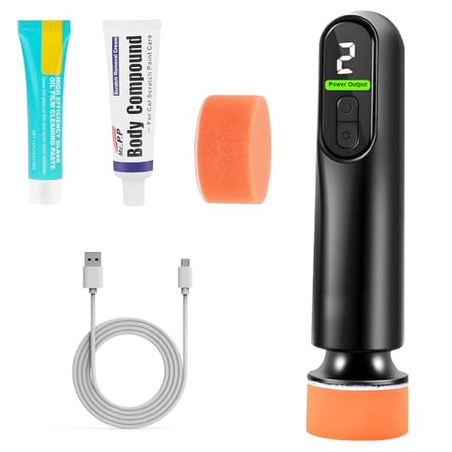 Mini Pulidora Coche Inalambrica, Pulidora Orbital Coche, con Batería de Litio Recargable de 2000 mAh, Máquina Pulidora de Coche Inalámbrica para Pulir y Reparar Arañazos de Coches