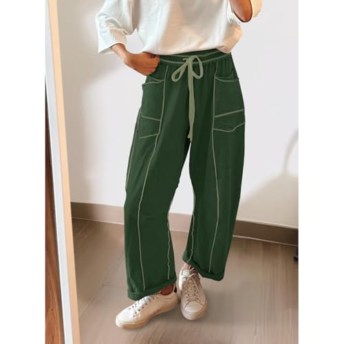 Licateduap Pants, Womens Baggy Barrel Pants Wide Leg Lounge Drawstring Sweatpants with Pockets, High Waisted, Summer4