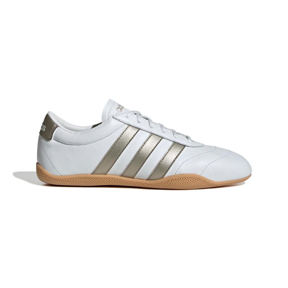 adidas Women's Grand Court Lo Sneaker, Crystal White/Cyber Metallic/Gum, 8
