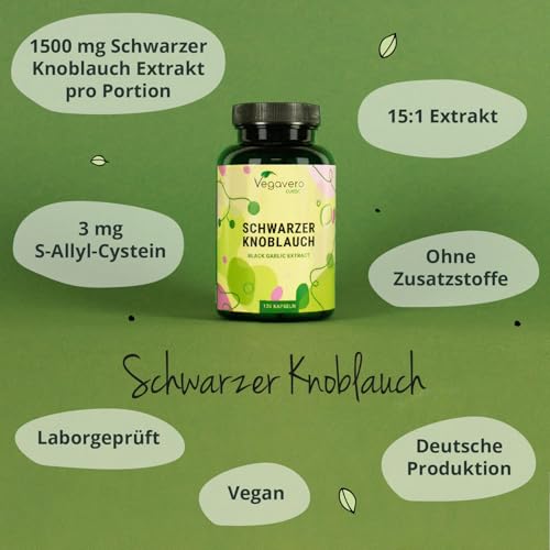 Schwarzer Knoblauch Kapseln von Vegavero 120 Stück Vegan und ohne Zusätze