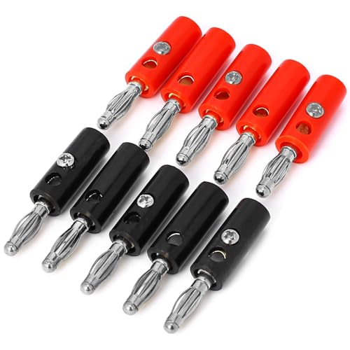 Mozeat Lens 10Pcs 4mm Speaker Banana Plugs - Open Screw Type Gold Plated Banana Plugs Connectors