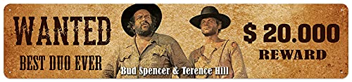 Blechwaren Fabrik Braunschweig GmbH Plaque métallique Bud Spencer und Terence Hill - Wanted - Best Duo Ever - 46 x 10 cm - STRT08