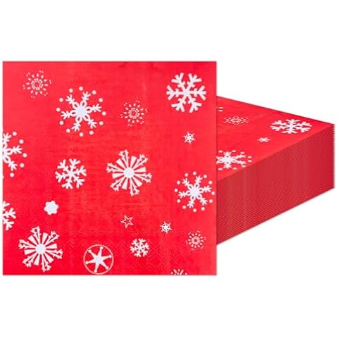 16 Disposable Christmas Napkins with Snowflakes Cover