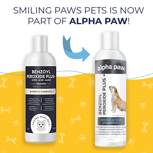 Smiling Paws Pets Itch Relief Shampoo for Pets Contains Benzoyl Peroxide Kills Fleas