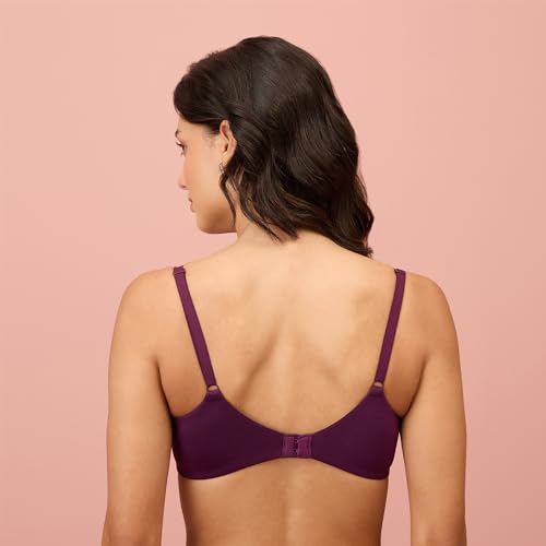 Image of NYKD NYB218 Modal Fabric Lightly Padded Wired T-Shirt Bra for Women Seamless Neckline Non Slip Shoulder Straps