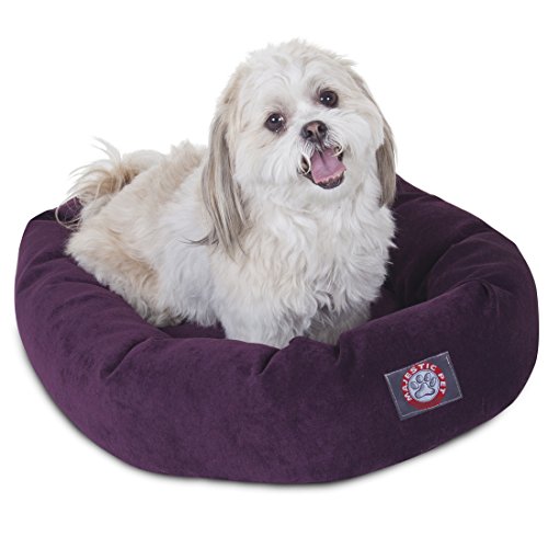 Image of Majestic Pet Villa 24 Inch Shredded Memory Foam Dog Bed for Small Sized Dog 24x19x7 Inch-Orthopedic Pet Bed - Washable Small Puppy Mat with Head Support-Aubergine