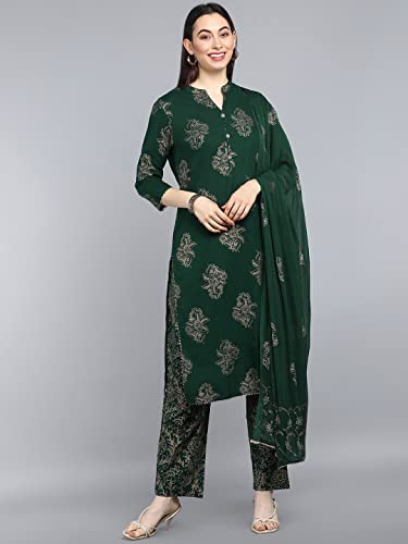 Image of Vaamsi Women Cotton Kurta Palazzo With Dupatta Set