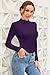 SHEIUGU Women’s Long Sleeve Mock Turtle Neck Tops Basic Stretchy Fitted Underwear Layer Tee Shirts(Dark Purple-Medium)