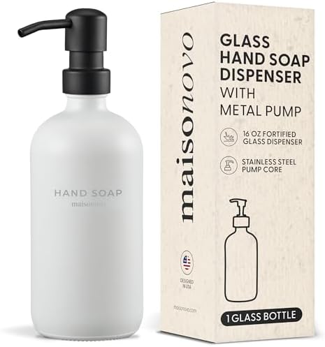 MaisoNovo Soap Dispenser 1-Piece Set | 16.9oz White Bottles with Black Plastic Pumps