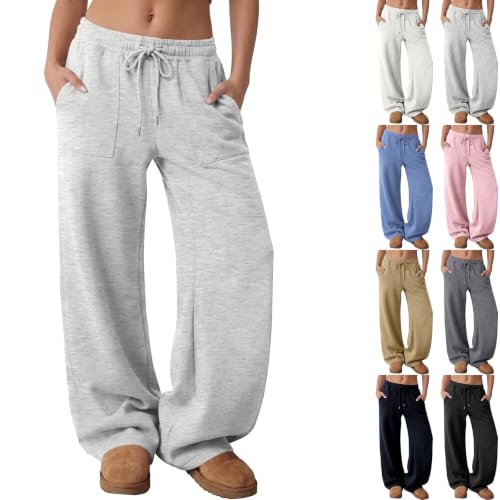 Rikbuig Women Sweatpants Baggy Low Rise Wide Leg Sweat Pants with Pockets - image 1