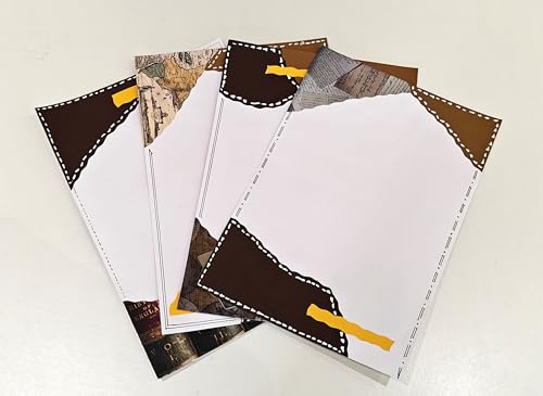 Image of Project Banao Handmade Designer Writing Sheets (10 Pcs) | A4 Size 180 GSM Vintage Aesthetic Designer Paper for Scrapbooking, Journals, Letters & DIY Projects | Aesthetic Stationery - Made in India