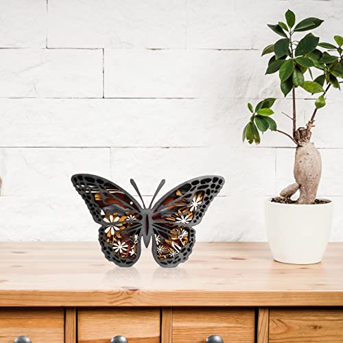 Yingxue Wooden Animal Decor Forest Butterfly Statues Figurines Home Ornament 3D Multi-Layered Woodland Butterfly Silhouette Sculpture Butterfly Decoration For Shelf Table Cabinet Desk (Butterfly) #TOP1