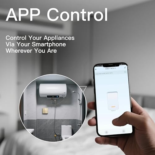 BSEED 40A Smart Wasserheizungsschalter, Wassererhitzerschalter mit Amazon Alexa and Google Home, intelligenter Heizungsschalter mit Glas Touchscreen Golden (Nullleiter erforderlich)