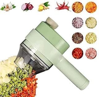 WONDERLUST HUB 4 In 1 Multi-Purpose Mini Electric Chopper with Slicer, Peeler, Scrubber & Stainless Steel Blades, USB Rechargeable, For Mincing Garlic, Ginger, Vegetable, Onion, Meat, Nuts, 250 ML
