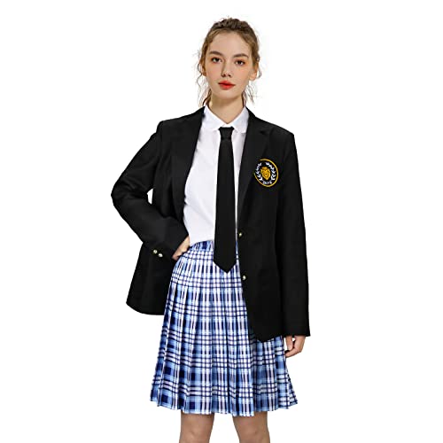Mia Costume Uniform for Adult Women Suits Girl Black Blazer Pleated Skirt Halloween Princess Outfits