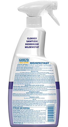 Gonzo Disinfectant Spray & All Purpose Cleaner - 24 Ounce (2 Pack) Lavender - Odor Eliminator, Disinfectant, Flood Fire Water Damage Restoration