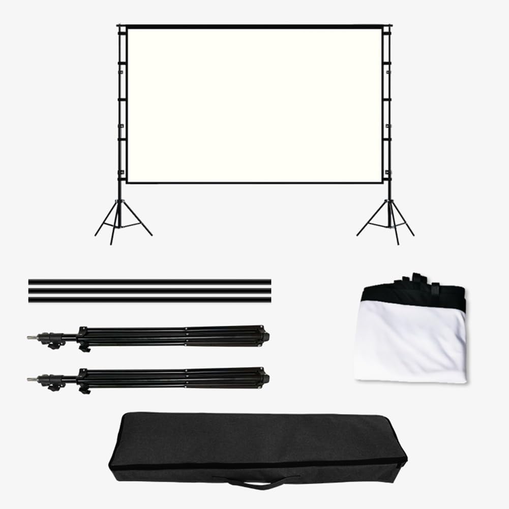 Schermo Cinematografico per Esterni 4K HD e Supporto, Schermo per Proiettore Pieghevole Anti-Crease 100" 120" 16:9 con treppiede(120" (16:9))