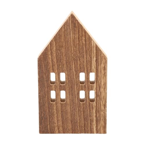 LOVIVER Letrero de Madera con Forma de casa, Bandeja escalonada, rústico, pequeño, para habitación, Mesa, Chimenea, MarrÓn