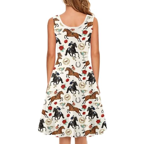 Image of Women Stylish Tank Dresses Sleeveless Round Neck Midi Casual Dress with Pocket for Summer