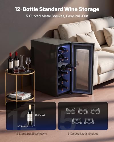Image of Upstreman 12 Bottle Small Wine Fridge, Thermoelectric Wine Cooler