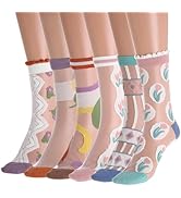 IYOU Blume Gedruckt Knöchel Socken Rosa Stickerei Durchsichtige Socken Ultradünne Atmungsaktiv So...